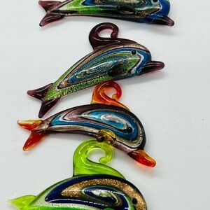 Colorful Glass Dolphin Necklace Charms